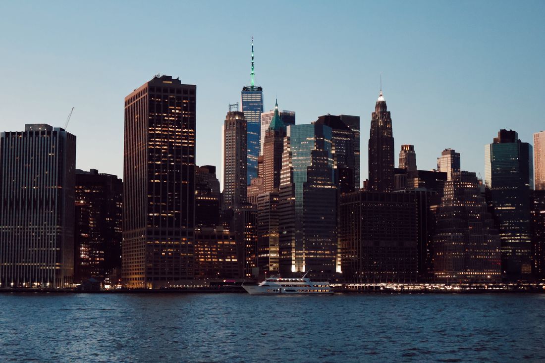 The Manhattan skyline at dusk